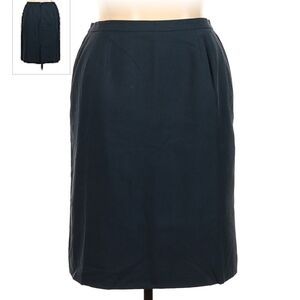 Le Suit Pencil Skirt Women's 16 P Petite Black Blue Micro Houndstooth Career EUC